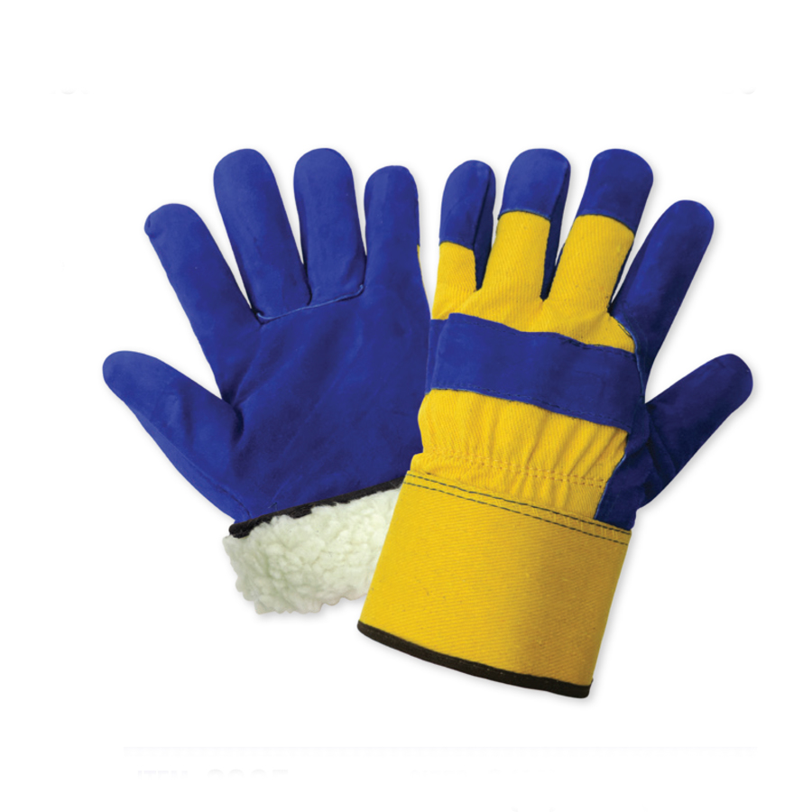 Premium Insulated Split Cowhide Leather Palm Gloves, 2805, Blue/Yellow