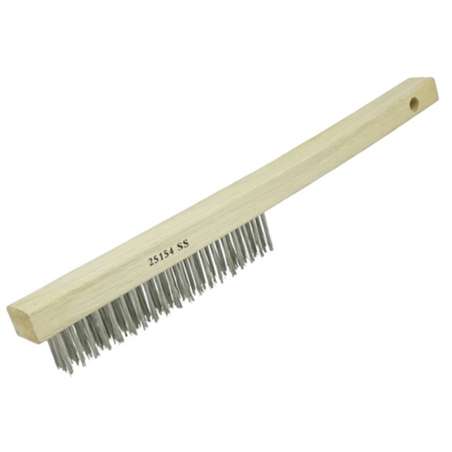 Vortec Pro Curved Handle Scratch Brush, 25154, 13-1/2" Length, 3x19 Rows, Stainless Steel Bristles