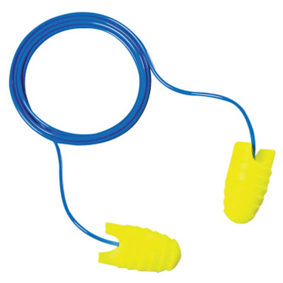 E-A-Rsoft Grippers Disposable Earplugs, 312-6001, Blue/Yellow, Corded, 31 dB, Large