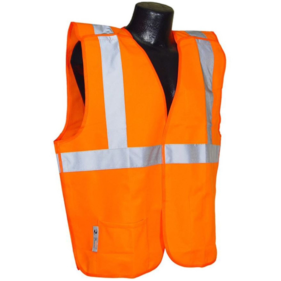Class 2 Solid Polyester Breakaway Safety Vest, SV4, Hi-Vis Orange, 2X-Large