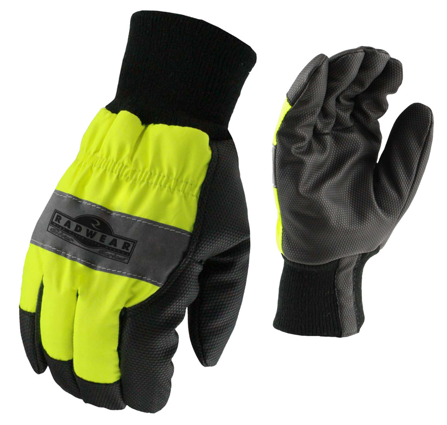 Radwear Silver Series Thermal Lined Gloves, RWG800, Black/Hi-Vis Green