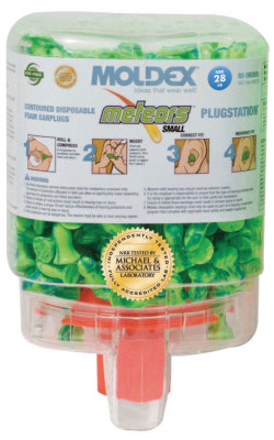 Meteors PlugStation Earplug Dispenser w/Disposable Earplugs, 6634, Green, Uncorded, 33 dB, Small