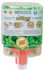 Meteors PlugStation Earplug Dispenser w/Disposable Earplugs, 6634, Green, Uncorded, 33 dB, Small