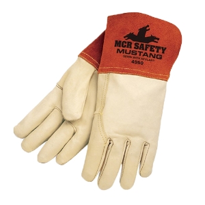 Mustang Premium Top Grain Cowhide Leather Welding Gloves, 4950, Beige/Russet