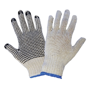 Standard Weight Cotton/Polyester Gloves w/PVC Dotting, S55D1, Natural