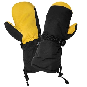 Polyester Mittens w/Premium Deerskin Leather Palm, SG7300MIT, Black/Yellow