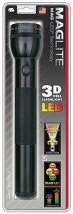 LED D-Cell Flashlight, 3 D, Black
