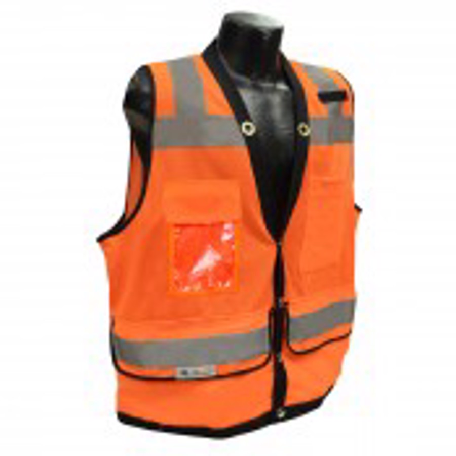 Class 2 Heavy Duty Polyester Mesh Surveyor Vest, SV59-2, Hi-Vis Orange, 4X-Large