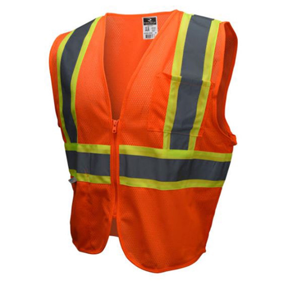 Class 2 Polyester Mesh Economy Safety Vest, SV22-2, Hi-Vis Orange, 5X-Large