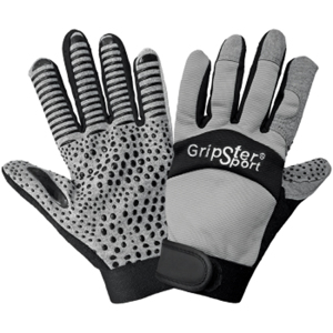 Gripster Sport Spandex Mechanics Gloves w/Silicone Dotted Synthetic Leather Palms, SG9003, Black/Gray
