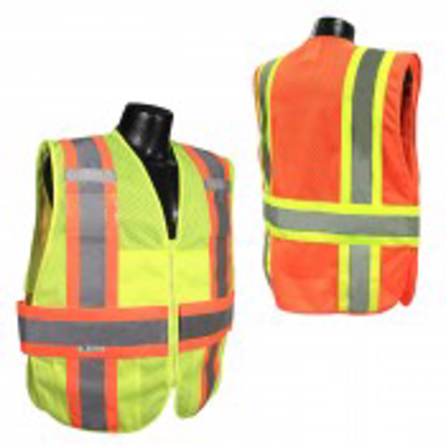 Class 2 Polyester Mesh Adjustable Safety Vest, SV23, Hi-Vis Orange, 3X/5x