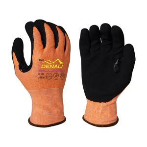 ExtraFlex Engineered Yarn Cut Resistant Gloves w/HCT Micro-Foam Nitrile Palm Coating, 04-400, Cut A4, Black/Orange