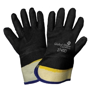 Double-Coated PVC Chemical Resistant Gloves, 2740D, Black, One Size