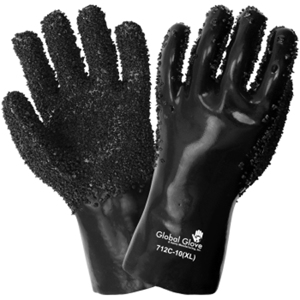 Premium Double-Coated PVC Chemical Resistant Gloves, 712C, Black, X-Large