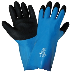 FrogWear Premium Nitrile/PVC Blend Chemical Handling Gloves, 2360, Black/Blue