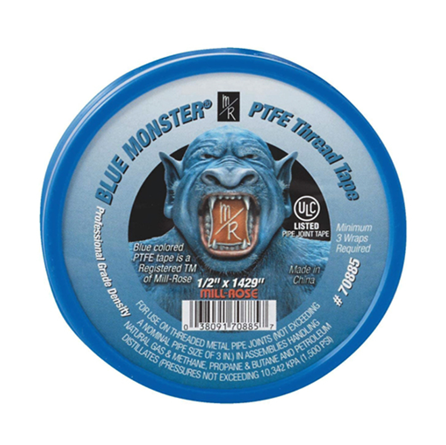 Blue Monster Thread Seal Tape, 1/2" X 1429"