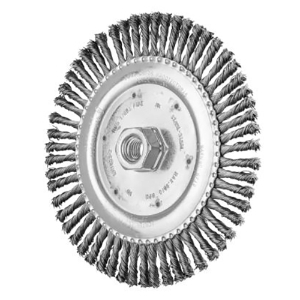 Stringer Bead Wheel Brush, 82494, 6-7/8" Diameter, 0.020" Steel Fill, 5/8"-11 Arbor Thread