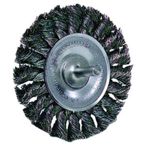 Stem-Mounted Knot Wire Wheel, 17681, 3-1/4" Diameter, 0.014" Steel Fill, 1/4" Stem