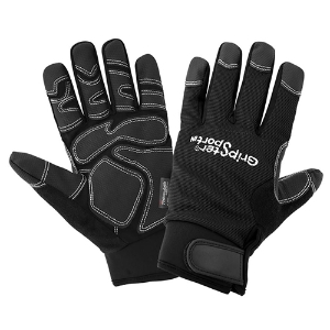 Gripster Sport Spandex Mechanics Gloves w/AireFlex Synthetic Leather Palms, SG9001IN, Black