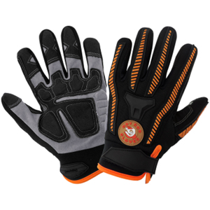 Hot Rod Spandex Gloves w/Synthetic Leather Palms, HR8500, Black/Orange