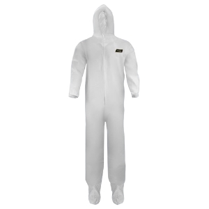 Disposable Coveralls w/Boots & Hood, 1640, White