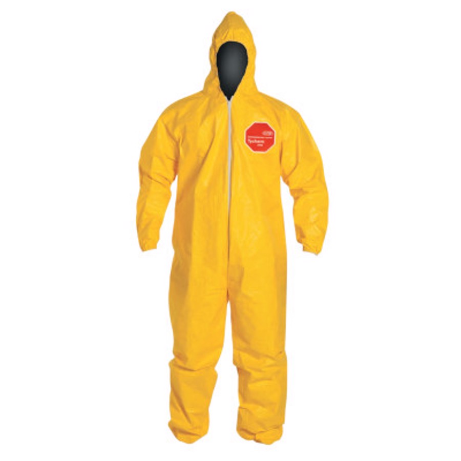 Tychem 2000 Coveralls w/Hood & Elastic Ankles/Wrists, QC127S, Yellow