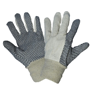 Cotton/Polyester Canvas Gloves w/PVC Dotting, C80D1, Blue/White, One Size