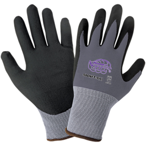 Tsunami Grip Nylon/Spandex Gloves w/Nitrile Palm Coating, 500NFT, Cut A1, Black/Gray