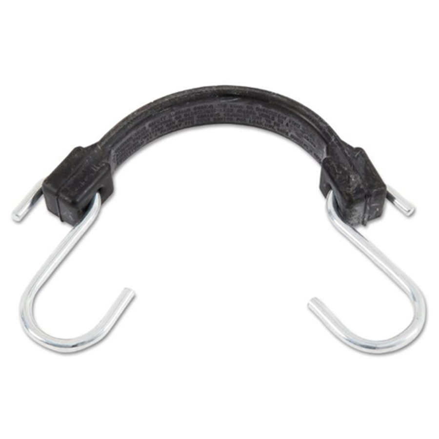 Rubber Tie Down Strap w/Steel Hooks, 06209, Black, 10"