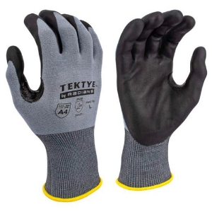 TEKTYE Cut Resistant Gloves w/Foam Nitrile Palm Coating, RWG708, Cut A4, Black/Gray