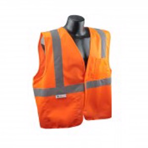 Class 2 Economy Polyester Solid Knit Safety Vest, SV2OS, Hi-Vis Orange