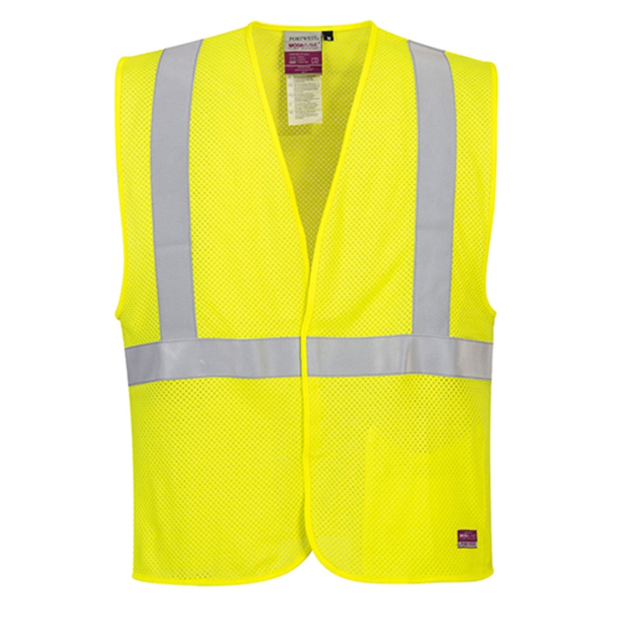 Class 2 Modacrylic Mesh FR Safety Vest, UMV21, Hi-Vis Yellow