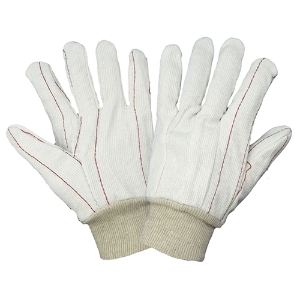 Cotton Corded Gloves, C18C, White, Large