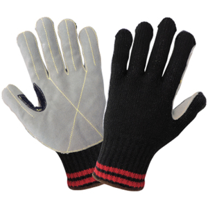 Samurai Glove Aralene Cut Resistant Gloves w/Split Cowhide Leather Palm, K500LF, Cut A6, Black/Gray