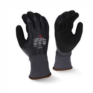 Nylon, Acrylic & Polyester Winter Gripper Gloves w/Foam Latex Palms, RWG28, Cut A2, Black