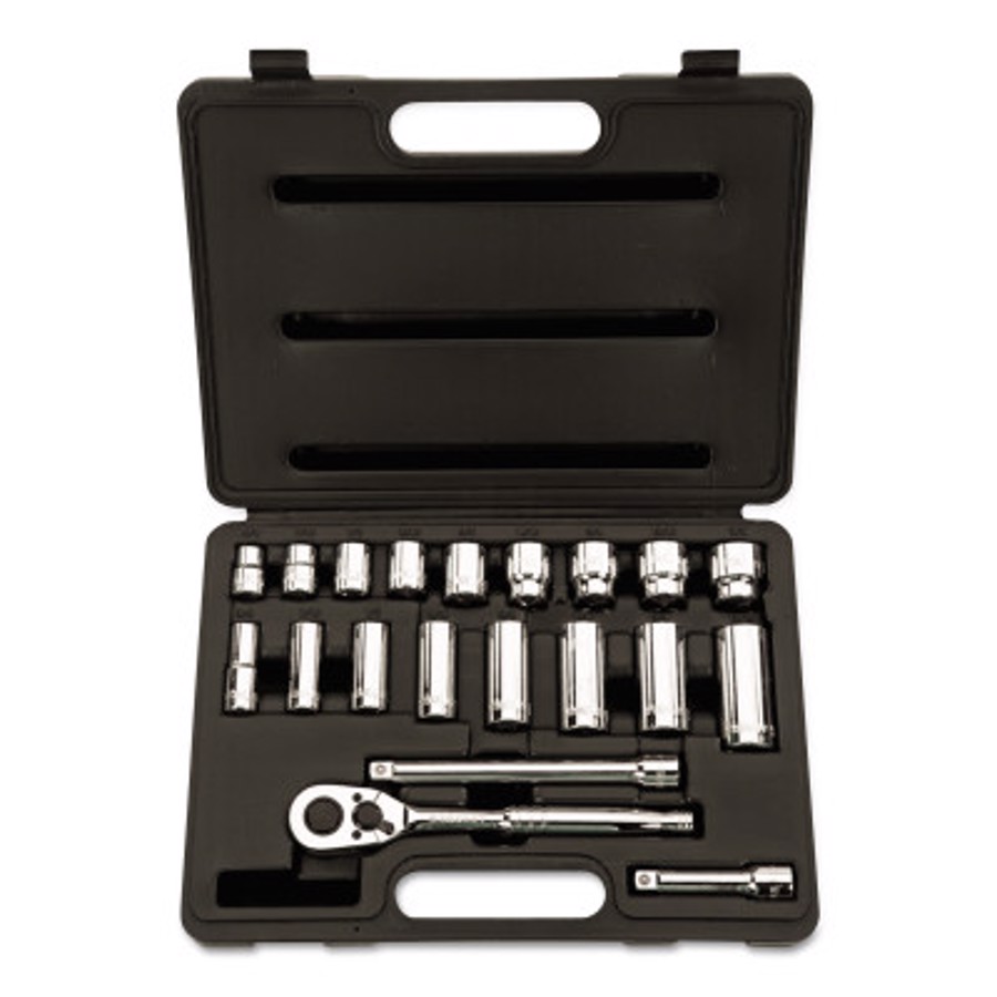20 Piece Standard and Deep Socket Sets, 3/8 in, 12 Point