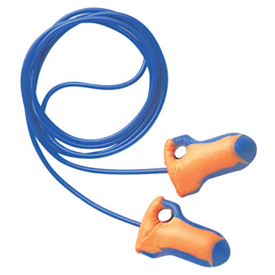 Laser Trak Metal Detectable Disposable Earplugs, LT-30, Blue/Orange, Corded, 32 dB