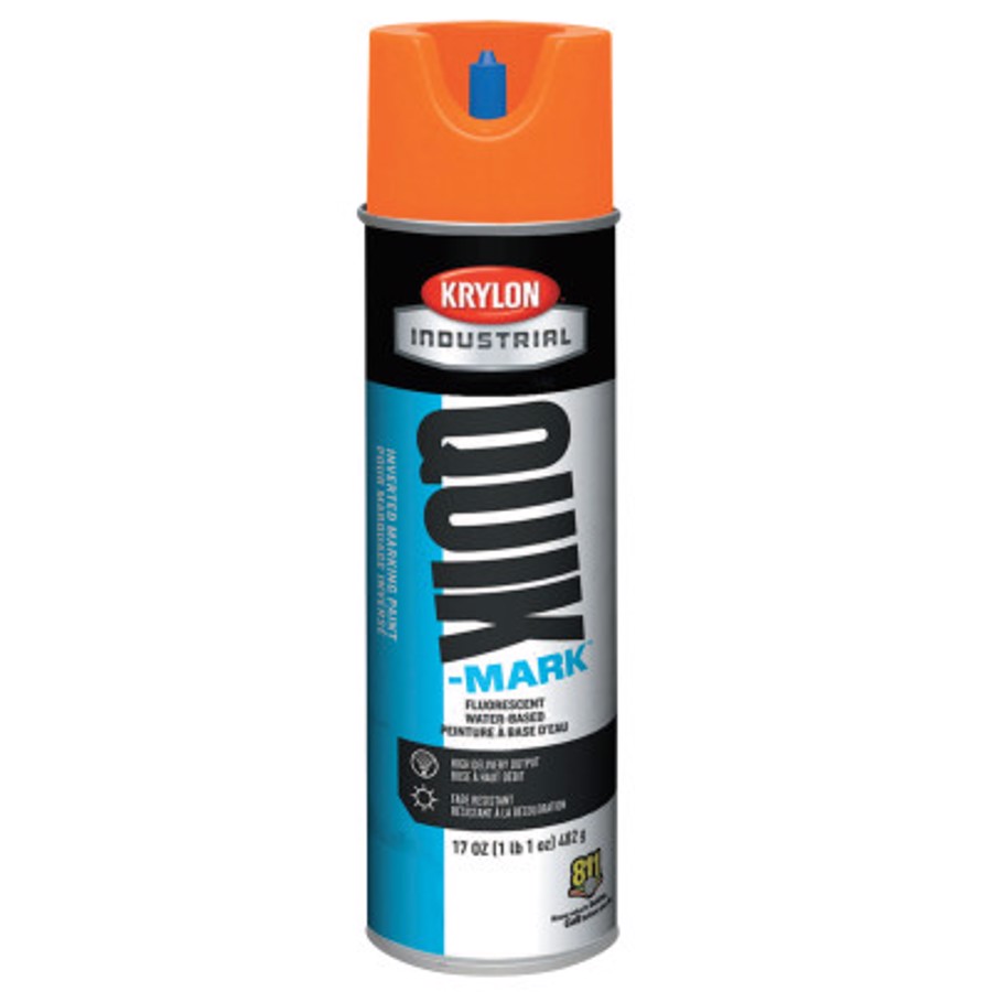 Quik-Mark Inverted Marking Paint, Water-Based, Fluorescent Orange, 17oz