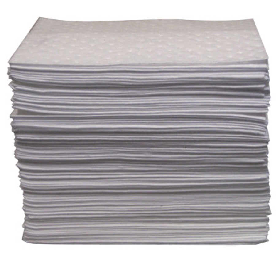 Oil-Only Sorbent Pads, Heavy-Weight, Absorbs 20.5 gal, 15 in x 17 in