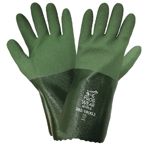 Polyester/Cotton-Lined Full Dipped Nitrile Chemical Resistant Gloves w/3/4 Dipped Mach Finish Nitrile, 282, Green