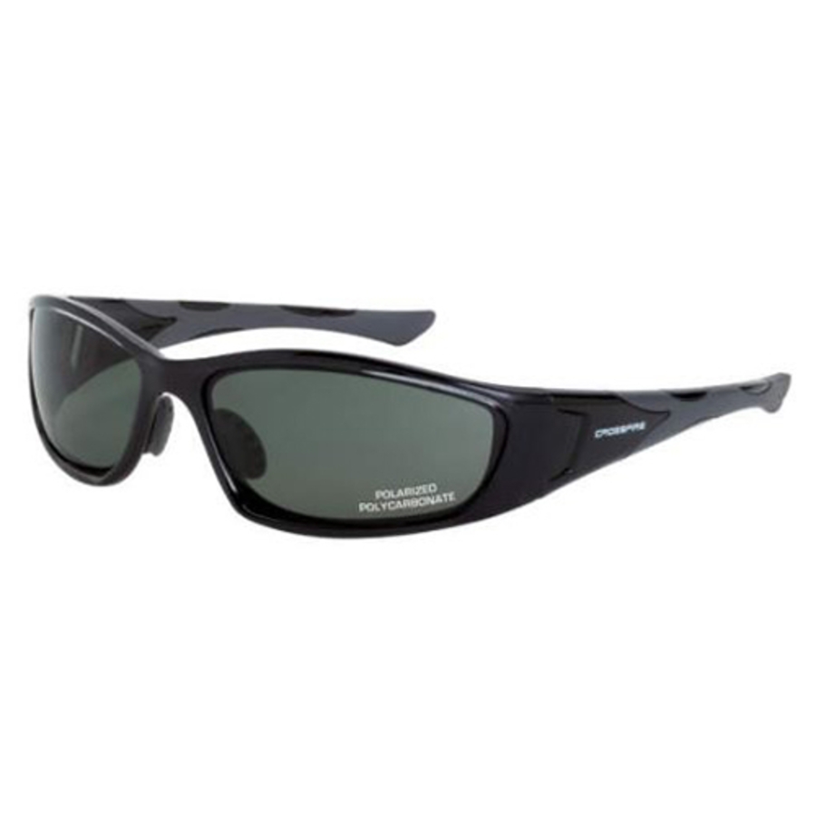 Crossfire MP7 Safety Glasses, 24426, Polarized Blue/Green Lens, Hard Coat, Black Frame