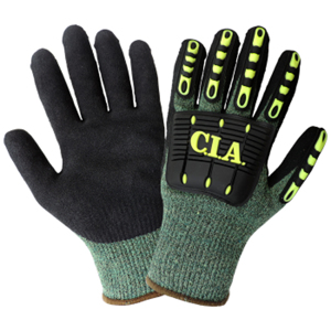 Vise Gripster C.I.A. Aralene Cut & Impact Resistant Gloves w/Nitrile/PU Palm Coating, CIA677, Cut A7, Black/Green