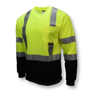 Class 3 Long Sleeve Shirt w/Black Bottom, ST21B-3PGS, Hi-Vis Green