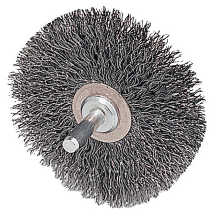 Narrow Face Stem-Mounted Crimped Wire Wheel, Stainless Steel Fill