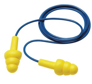 E-A-R UltraFit Reusable Earplugs, 340-4004, Blue/Yellow, Corded, 25 dB