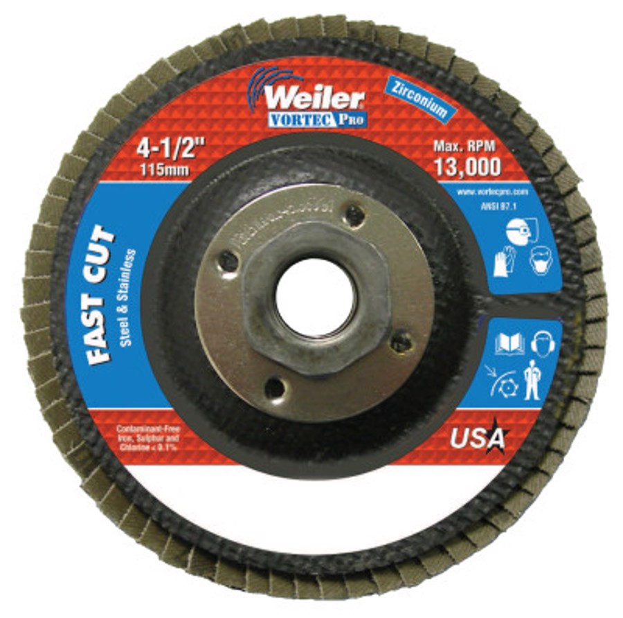 Wolverine Abrasive Flap Disc, Type 29, 5/8"-11 Arbor Thread