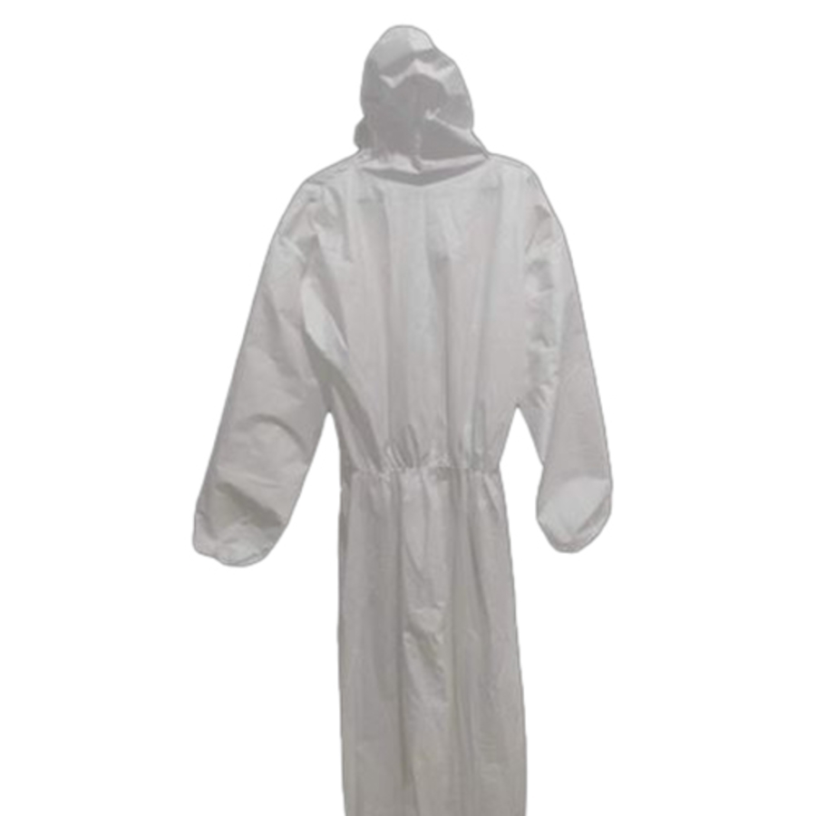 Disposable Coveralls w/Hood & Elastic Ankles/Wrists, White, Large