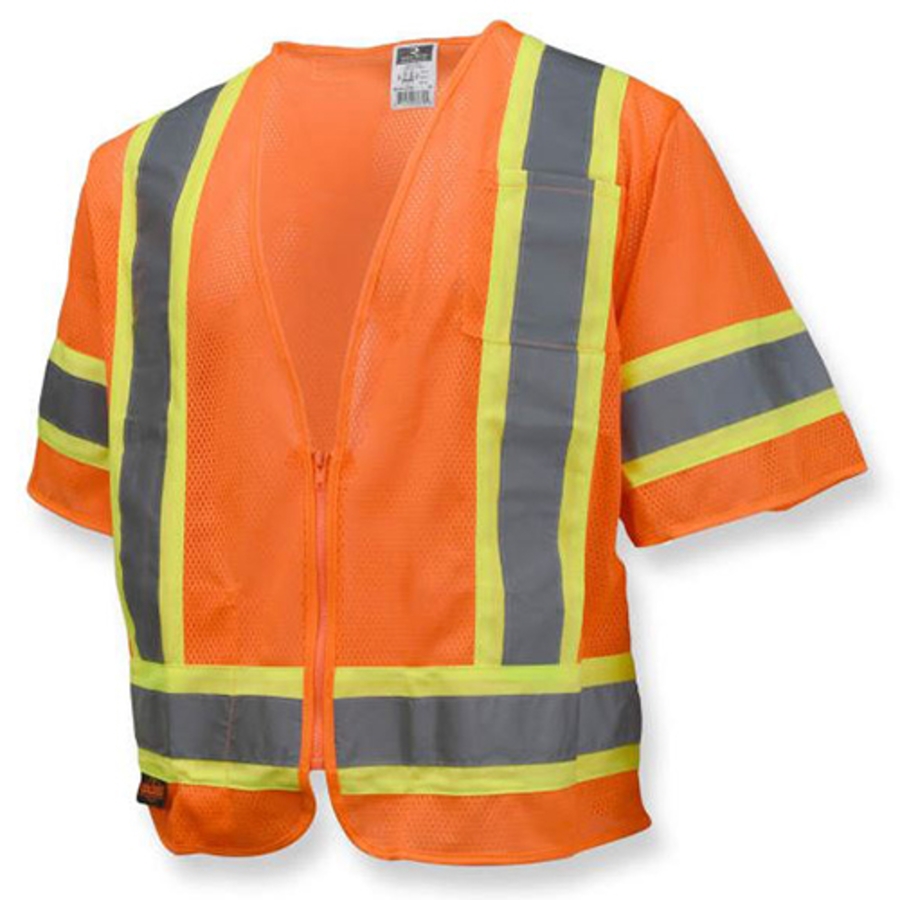 Class 3 Polyester Mesh Economy Safety Vest, SV22-3, Hi-Vis Orange, 3X-Large