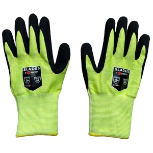 HPPE Cut Resistant Gloves w/Nitrile Palm Coating, Cut A7, Black/Hi-Vis Yellow