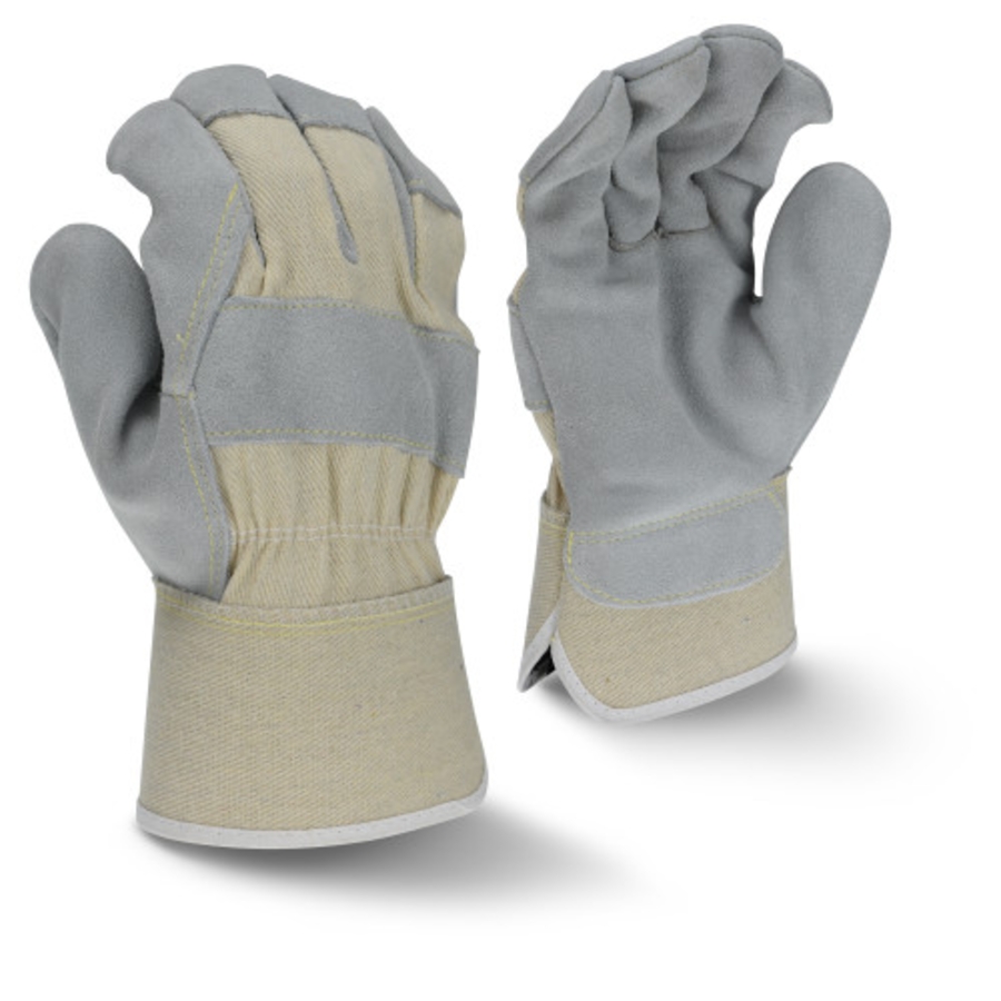 Side Split Cowhide Leather Palm Gloves, RWG3400W, Beige/Gray